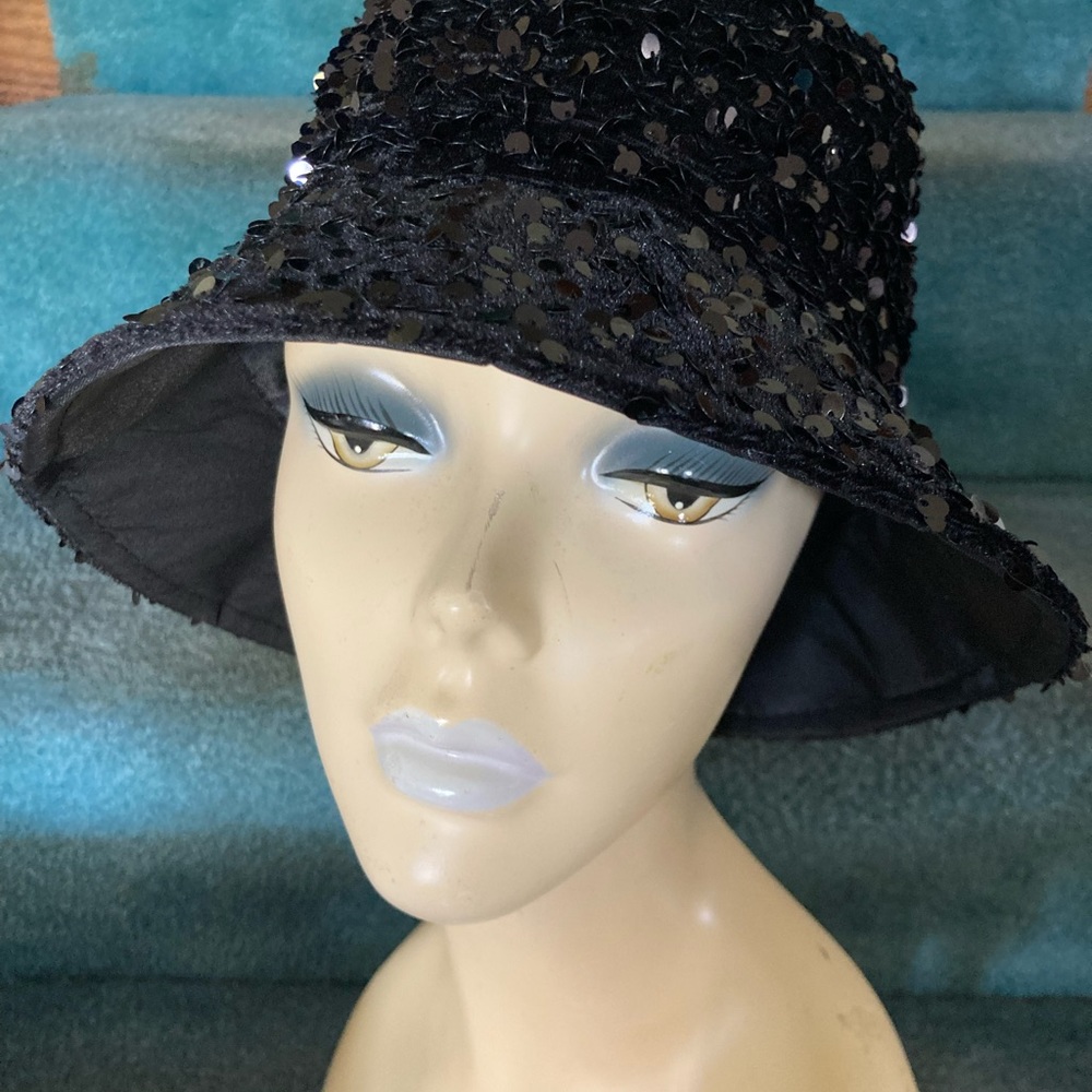 Sequin Bucket Hat 2 1/2” brim BLACK FESTIVAL Glam BOHO NEW! Diva hat